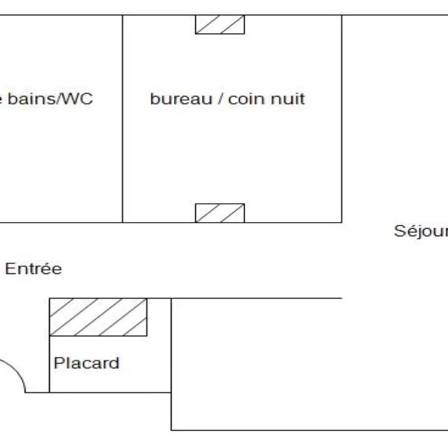 Grand studio de 47,28 m² en rez-de-chaussée